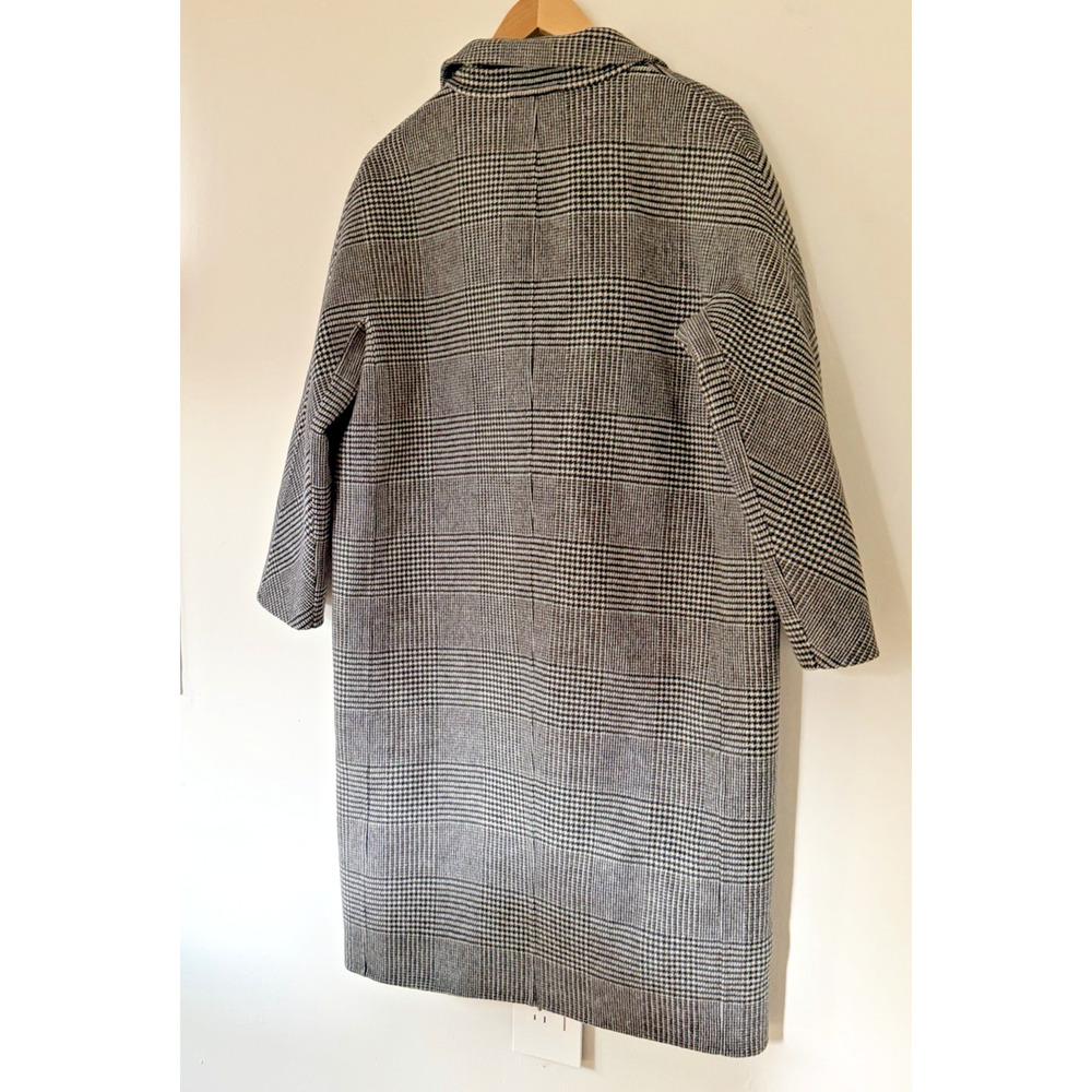 ICICLE Wool Silk Luxury Houndstooth Black and White Double Faced Coat $1530 Sz 4 - Picture 5 of 7